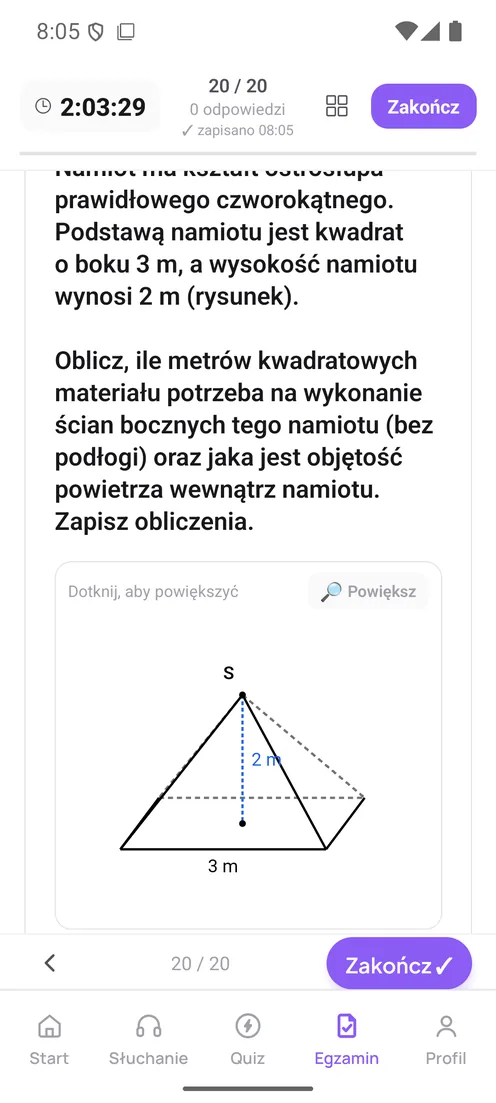 Zadanie otwarte z rysunkiem geometrycznym w arkuszu